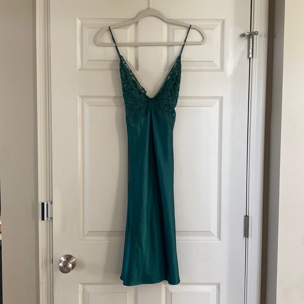 Victoria’s Secret emerald green slip dress lace